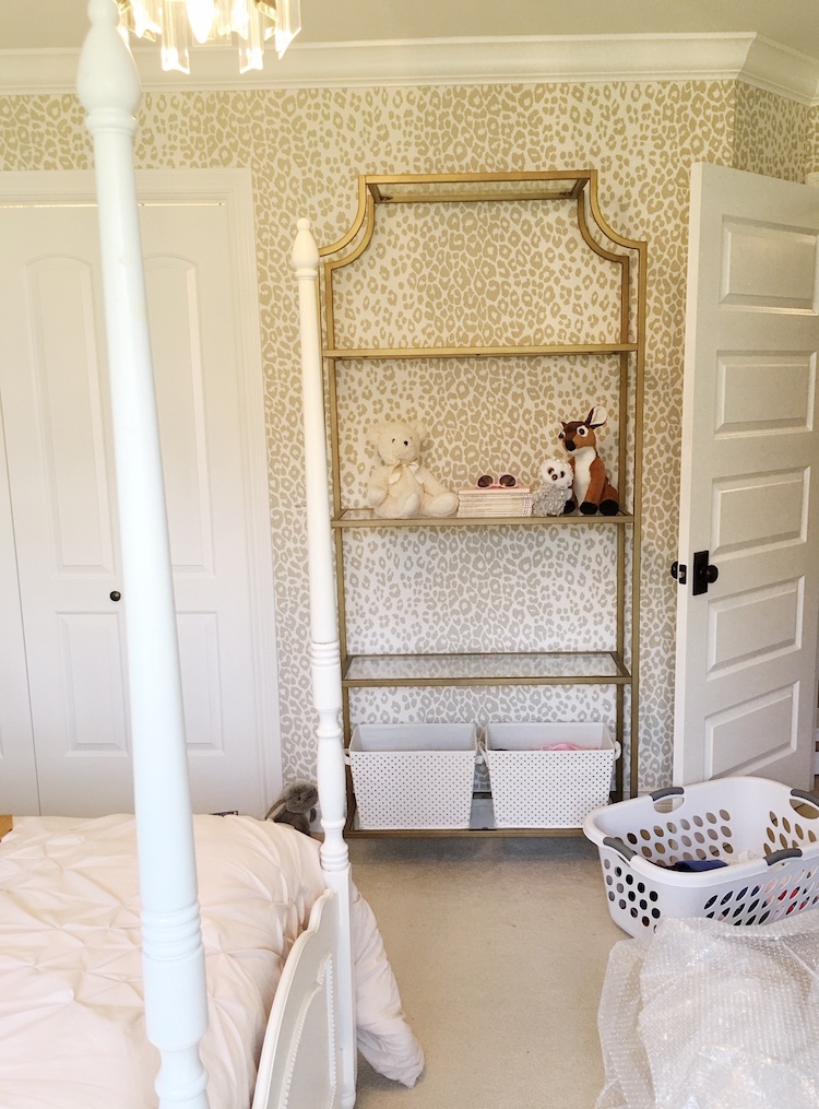 Schumacher Iconic Leopard Wallpaper- Tween Girls Bedroom Makeover by Laura Design Co.